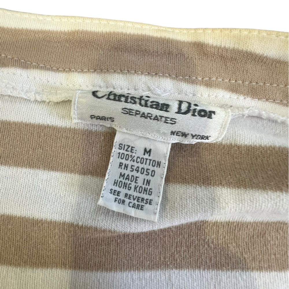 Vtg Christian Dior Brown Gray Striped Long Sweater Cape Cardigan Women’s Medium - Picture 4 of 10